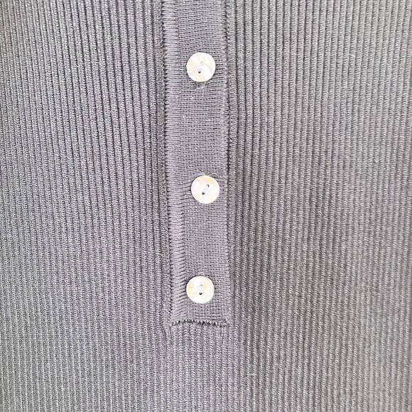 House of Harlow 1960 Sz XS NWT Ribbed Knit Polo Dress Midi Short Sleeve Black - Picture 8 of 16